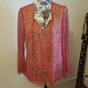 Boho top with sheer bell sleeves